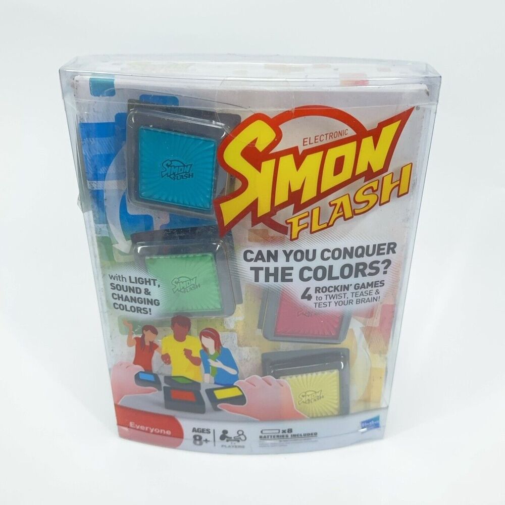 NEW SIMON FLASH Hasbro Electronic Game Cubes 4 Games W/ Sound & Changing Colors